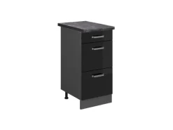 Vicco Küchenunterschrank R-Line Schwarz Hochglanz/Anthrazit 40 cm mit Schubladen AP Anthrazit