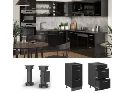 Vicco Küchenunterschrank R-Line Schwarz Hochglanz/Anthrazit 40 cm mit Schubladen AP Anthrazit