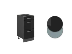 Vicco Küchenunterschrank R-Line Schwarz Hochglanz/Anthrazit 40 cm mit Schubladen AP Anthrazit