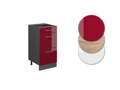 Vicco Küchenunterschrank R-Line Bordeaux Hochglanz/Anthrazit 40 cm mit Schubladen AP Anthrazit