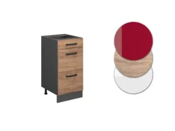 Vicco Küchenunterschrank R-Line Goldkraft Eiche/Anthrazit 40 cm mit Schubladen ohne Arbeitsplatte