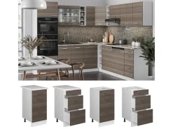 Vicco Küchenunterschrank R-Line Grau/Weiß 40 cm mit Schubladen ohne Arbeitsplatte