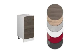 Vicco Küchenunterschrank R-Line Grau/Weiß 40 cm mit Schubladen ohne Arbeitsplatte