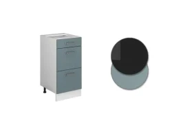 Vicco Küchenunterschrank R-Line Blau-Grau/Weiß 40 cm mit Schubladen ohne Arbeitsplatte