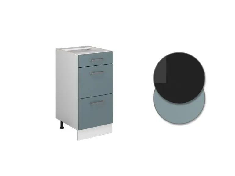 Vicco Küchenunterschrank R-Line Blau-Grau/Weiß 40 cm mit Schubladen ohne Arbeitsplatte