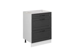 Vicco Küchenunterschrank R-Line Anthrazit Landhaus/Weiß 60 cm mit Schubladen ohne Arbeitsplatte