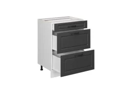 Vicco Küchenunterschrank R-Line Anthrazit Landhaus/Weiß 60 cm mit Schubladen ohne Arbeitsplatte