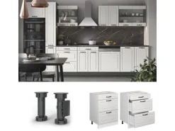 Vicco Küchenunterschrank R-Line Weiß Landhaus/Weiß 60 cm mit Schubladen AP Anthrazit