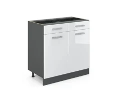 Vicco Küchenunterschrank R-Line Weiß Hochglanz 80 cm ohne Arbeitsplatte