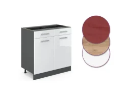 Vicco Küchenunterschrank R-Line Weiß Hochglanz 80 cm ohne Arbeitsplatte