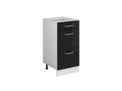 Vicco Küchenunterschrank R-Line Schwarz Hochglanz/Weiß 40 cm mit Schubladen ohne Arbeitsplatte