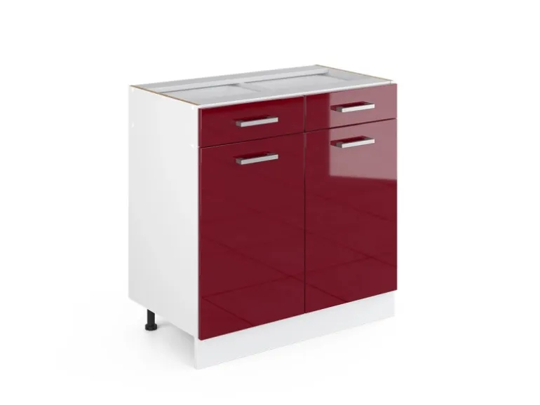 Vicco Küchenunterschrank R-Line Bordeaux Hochglanz/Weiß 80 cm ohne Arbeitsplatte