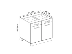 Vicco Küchenunterschrank R-Line Bordeaux Hochglanz/Weiß 80 cm ohne Arbeitsplatte