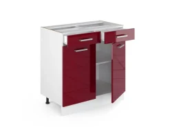 Vicco Küchenunterschrank R-Line Bordeaux Hochglanz/Weiß 80 cm ohne Arbeitsplatte