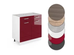 Vicco Küchenunterschrank R-Line Bordeaux Hochglanz/Weiß 80 cm ohne Arbeitsplatte