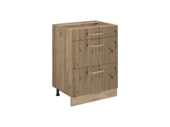 Vicco Küchenunterschrank R-Line Artisan-Eiche/Goldkraft Eiche 60 cm mit Schubladen ohne Arbeitsplatte