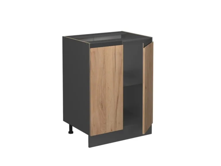 Vicco Küchenunterschrank R-Line Goldkraft Eiche/Anthrazit 60 cm AP Eiche mit Anthrazit Korpus