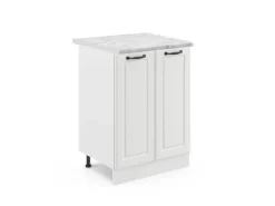 Vicco Küchenunterschrank R-Line Küchenkommode Weiß Landhaus/Weiß 60 cm AP Marmor