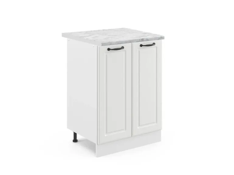 Vicco Küchenunterschrank R-Line Küchenkommode Weiß Landhaus/Weiß 60 cm AP Marmor