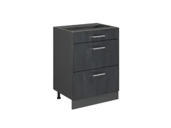 Vicco Küchenunterschrank R-Line Schwarz Beton 60 cm ohne Arbeitsplatte mit Anthrazit Korpus