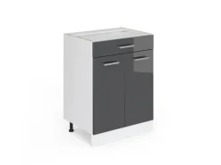 Vicco Küchenunterschrank R-Line Anthrazit Hochglanz/Weiß 60 cm mit Schublade ohne Arbeitsplatte