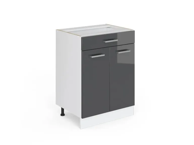 Vicco Küchenunterschrank R-Line Anthrazit Hochglanz/Weiß 60 cm mit Schublade ohne Arbeitsplatte