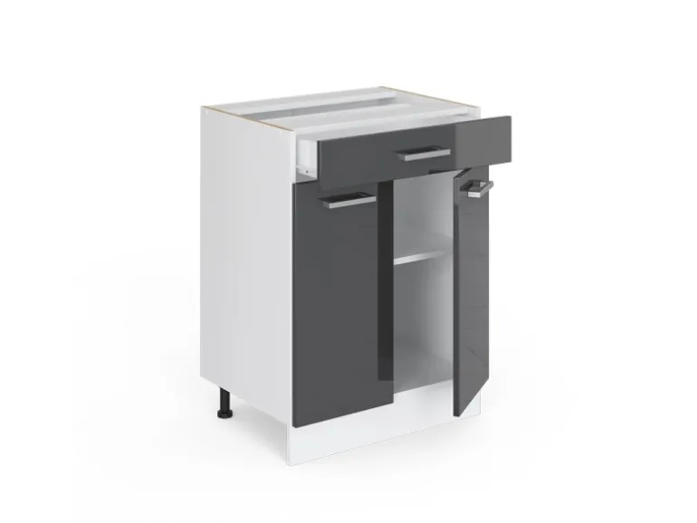 Vicco Küchenunterschrank R-Line Anthrazit Hochglanz/Weiß 60 cm mit Schublade ohne Arbeitsplatte