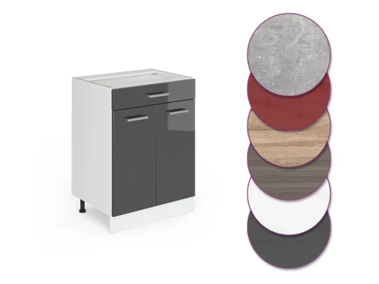 Vicco Küchenunterschrank R-Line Anthrazit Hochglanz/Weiß 60 cm mit Schublade ohne Arbeitsplatte