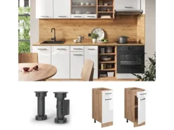 Vicco Küchenunterschrank R-Line Schubladenschrank für die Küche Weiß Hochglanz 30 cm AP Marmor