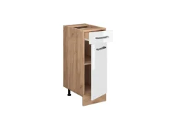 Vicco Küchenunterschrank R-Line Schubladenschrank für die Küche Weiß Hochglanz 30 cm AP Marmor