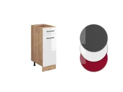 Vicco Küchenunterschrank R-Line Schubladenschrank für die Küche Weiß Hochglanz 30 cm AP Marmor