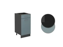 Vicco Küchenunterschrank R-Line Schubladenschrank für die Küche Blau-Grau/Anthrazit 40 cm AP Marmor