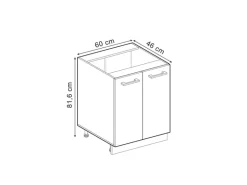 Vicco Küchenunterschrank R-Line Küchenkommode Schwarz Beton/Weiß 60 cm AP Marmor