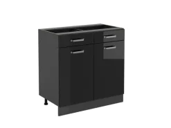 Vicco Küchenunterschrank R-Line Schwarz Hochglanz/Anthrazit 80 cm ohne Arbeitsplatte