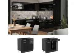 Vicco Küchenunterschrank R-Line Schwarz Hochglanz/Anthrazit 80 cm ohne Arbeitsplatte