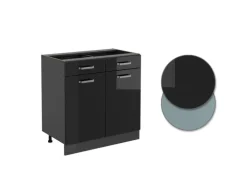 Vicco Küchenunterschrank R-Line Schwarz Hochglanz/Anthrazit 80 cm ohne Arbeitsplatte