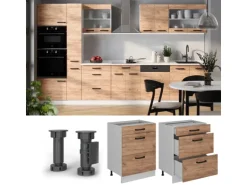 Vicco Küchenunterschrank R-Line Goldkraft Eiche 60 cm ohne Arbeitsplatte mit Weiß Korpus