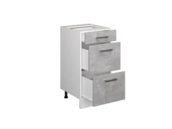 Vicco Küchenunterschrank R-Line Beton/Weiß 40 cm mit Schubladen ohne Arbeitsplatte