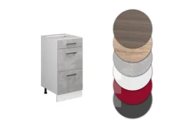 Vicco Küchenunterschrank R-Line Beton/Weiß 40 cm mit Schubladen ohne Arbeitsplatte