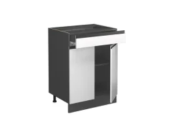 Vicco Küchenunterschrank R-Line Schubladenschrank für die Küche Weiß/Anthrazit 60 cm AP Eiche