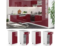 Vicco Küchenunterschrank R-Line Bordeaux Hochglanz/Weiß 40 cm AP Marmor