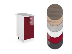 Vicco Küchenunterschrank R-Line Bordeaux Hochglanz/Weiß 40 cm AP Marmor