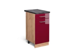 Vicco Küchenunterschrank R-Line Bordeaux Hochglanz/Goldkraft Eiche 40 cm AP Anthrazit