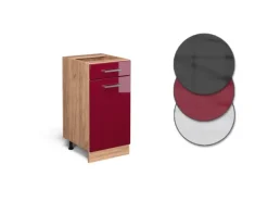 Vicco Küchenunterschrank R-Line Bordeaux Hochglanz/Goldkraft Eiche 40 cm AP Anthrazit