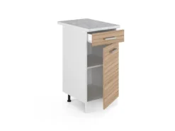 Vicco Küchenunterschrank R-Line Schubladenschrank für die Küche Sonoma/Weiß 40 cm AP Marmor