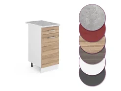 Vicco Küchenunterschrank R-Line Schubladenschrank für die Küche Sonoma/Weiß 40 cm AP Marmor