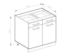 Vicco Küchenunterschrank R-Line Weiß Hochglanz/Goldkraft Eiche 80 cm ohne Arbeitsplatte