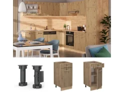 Vicco Küchenunterschrank R-Line Artisan-Eiche/Goldkraft Eiche 40 cm ohne Arbeitsplatte