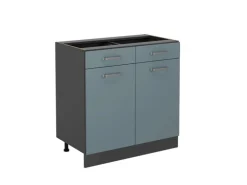Vicco Küchenunterschrank R-Line Blau-Grau/Anthrazit 80 cm ohne Arbeitsplatte