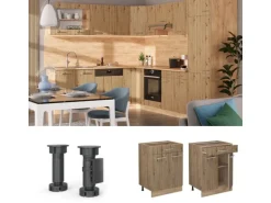 Vicco Küchenunterschrank R-Line Artisan-Eiche/Goldkraft Eiche 60 cm mit Schublade ohne Arbeitsplatte